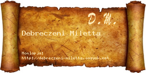 Debreczeni Miletta névjegykártya